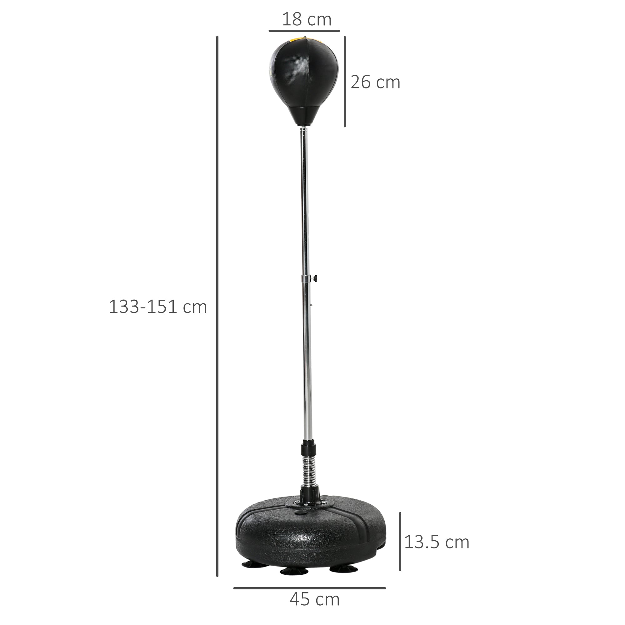 HOMCOM Punching Bag with Stand, 133-151cm Adjustable Height, for Teens, Gold Tone/Black