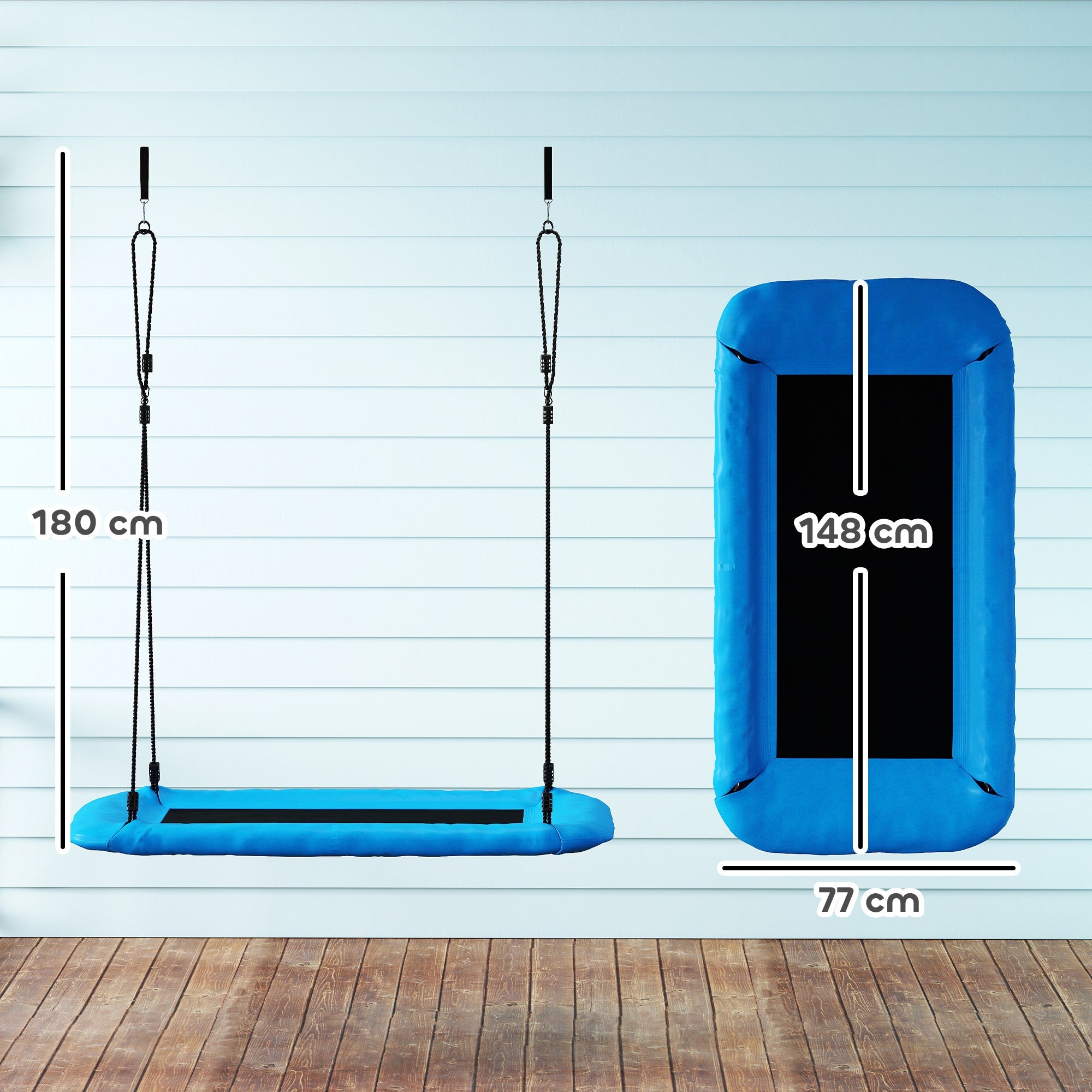 AIYAPLAY Nest Swing with Adjustable Ropes and Tree Straps, Basket Swing for Kids, 300KG Capacity for Indoor Outdoor, Blue