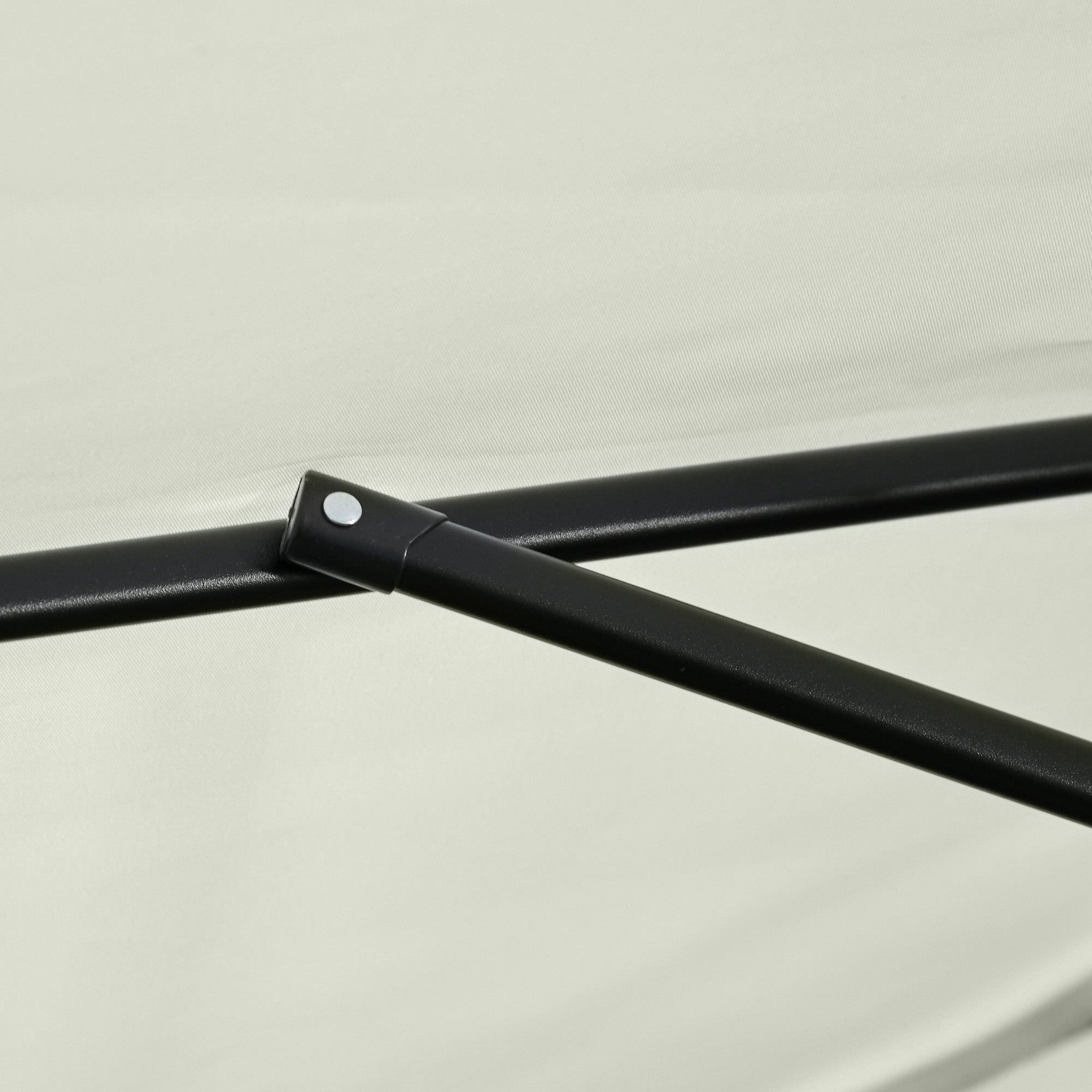 Outsunny 2.3m Half Parasol Semi Round Umbrella Patio Metal Frame Crank Handle for Balcony-- NO BASE INCLUDED, Off-White