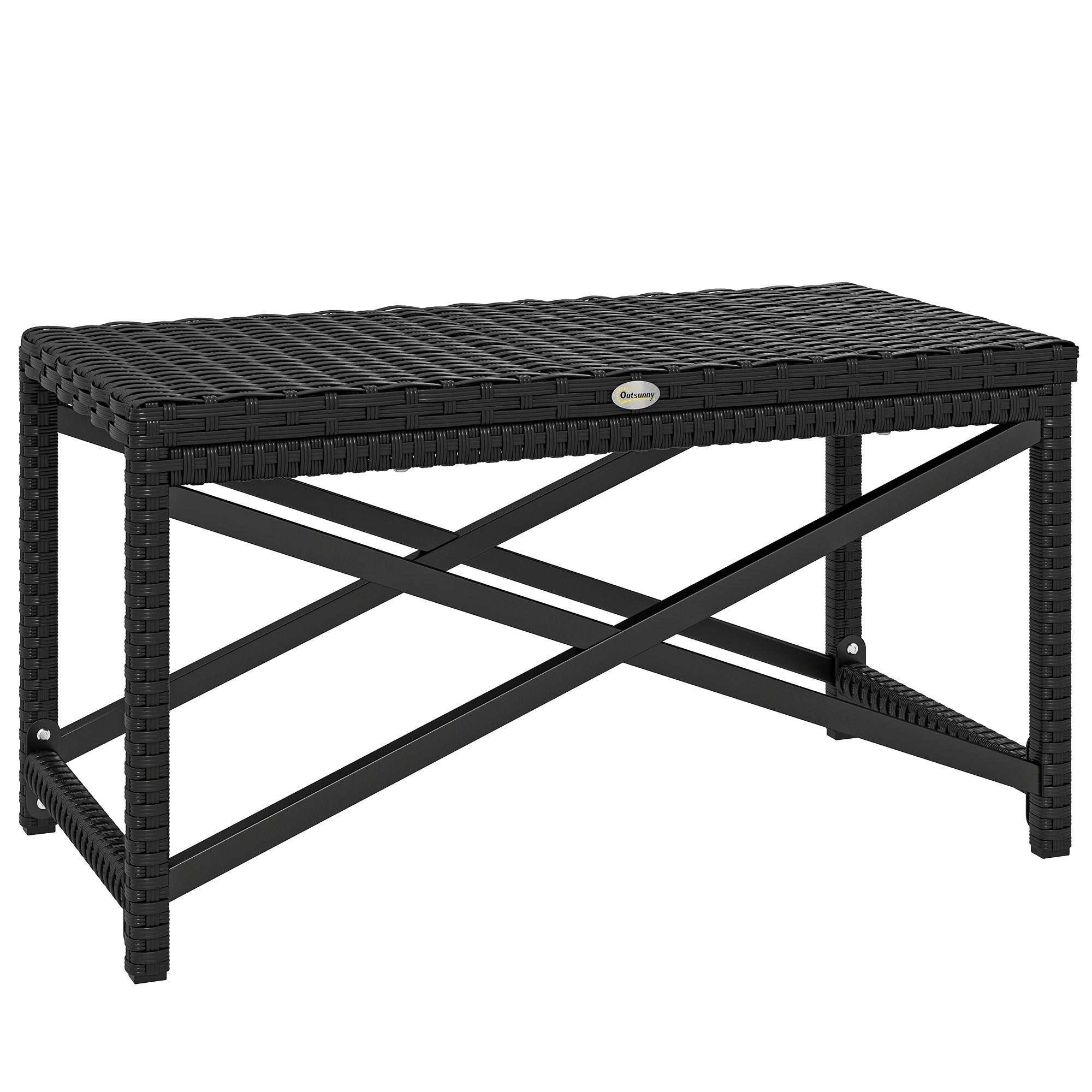 Outsunny Outdoor Coffee Table Side Table with X-Shape Frame for Patio, Balcony, Black