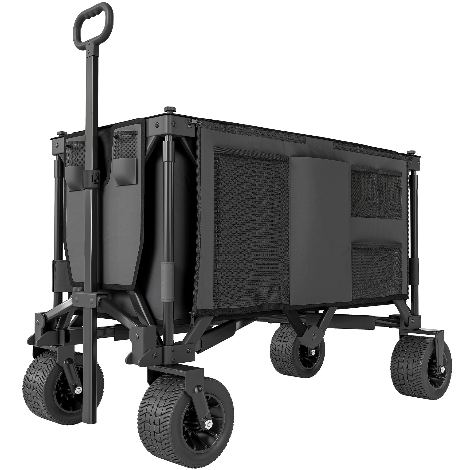 Outsunny Folding Garden Trolley, Cargo Traile on Wheels, Collapsible Camping Trolley, Outdoor Utility Wagon, Dark Grey