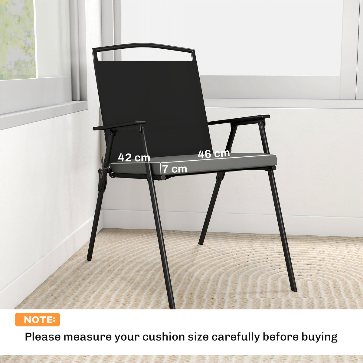 Outsunny Set of 6 Outdoor Seat Cushions with Machine Washable Cover, Water Repellent Seat Cushions Dark Grey