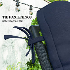 Outsunny 2-Piece Seat Cushion Replacement with Backrest, Garden Patio Chair Cushions Set with Ties, Dark Blue