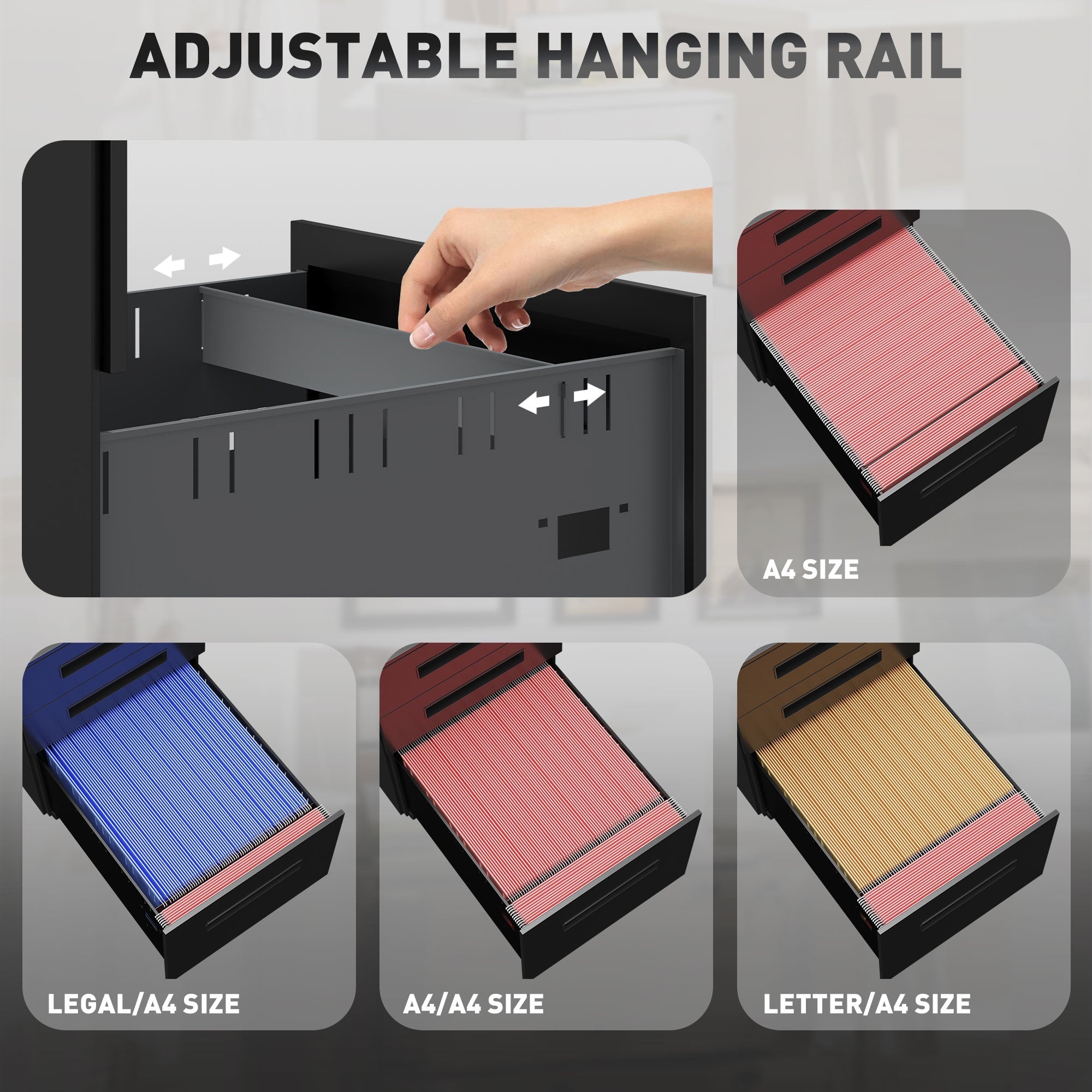 Vinsetto Three-Drawer Steel Filing Cabinet - Black