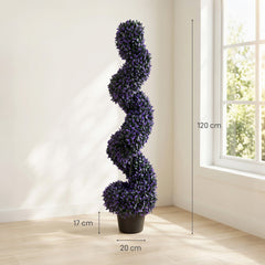 HOMCOM Set of 2 Decorative Artificial Plants, 120cm Artificial Boxwood Spiral Topiary Tree with 840 Leaves, UV Resistant