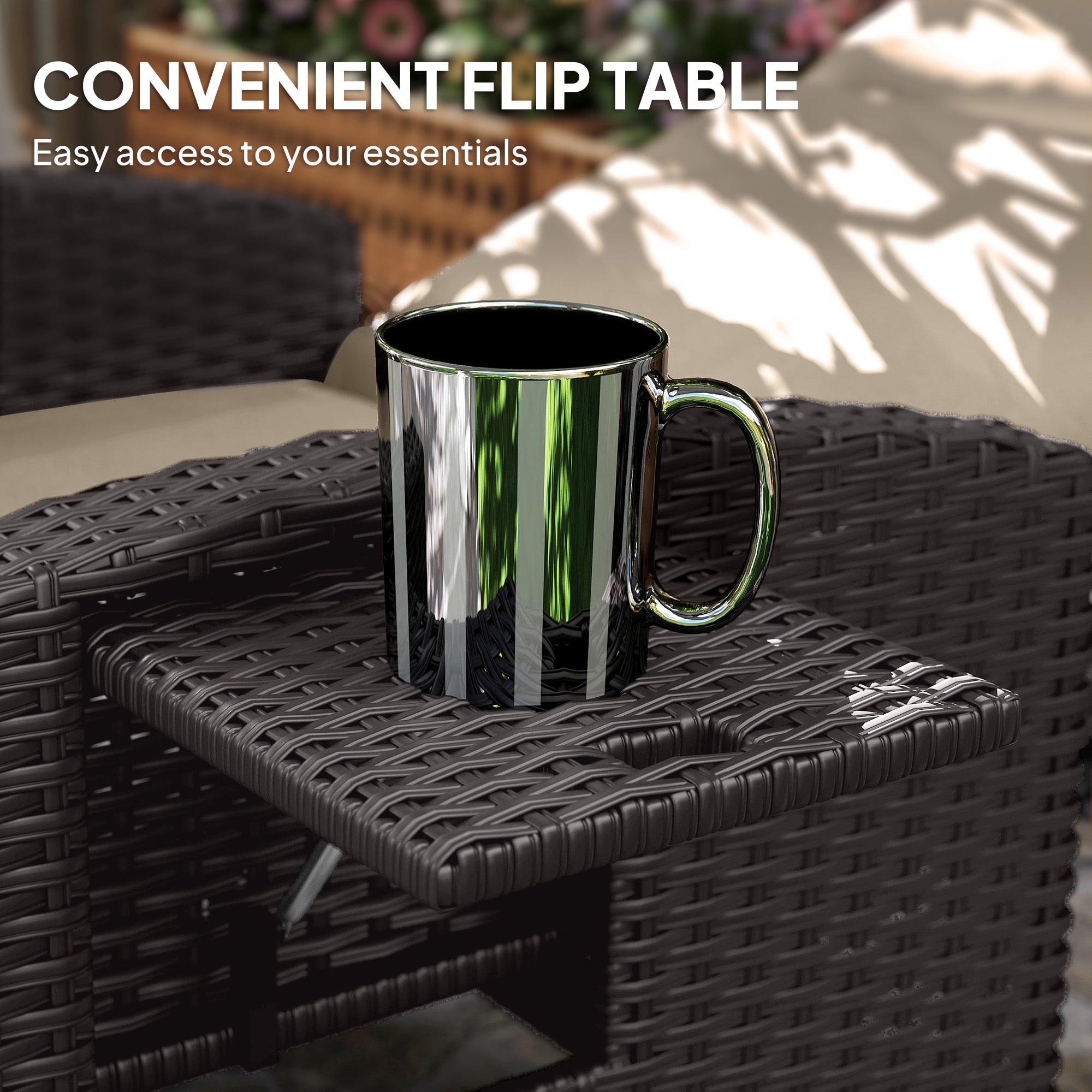 Outsunny 145√Ç¬∞ Reclining Rattan Armchair, with Footrest - Brown/Khaki