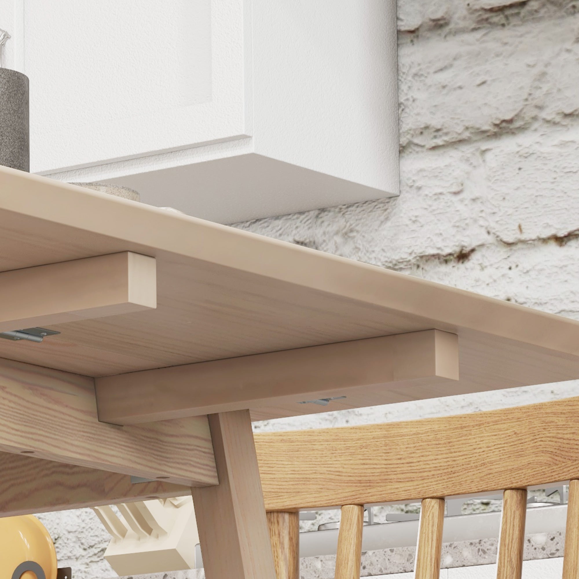 HOMCOM Solid Wood Folding Dining Table, Drop Leaf Table for 2-4 People, Rectangle Kitchen Table for Small Space, Natural Wood Finish