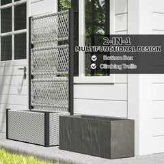 Outsunny Garden Planter Box with Trellis, Liner for Climbing Plants, Vegetables, Flowers, 90 x 35 x 148 cm, Mixed-grey