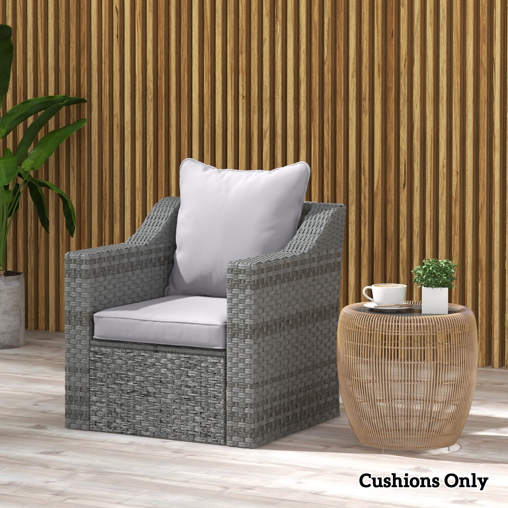 Outsunny Seat and Back Padded Cushion Set, CUSHION ONLY - Light Grey