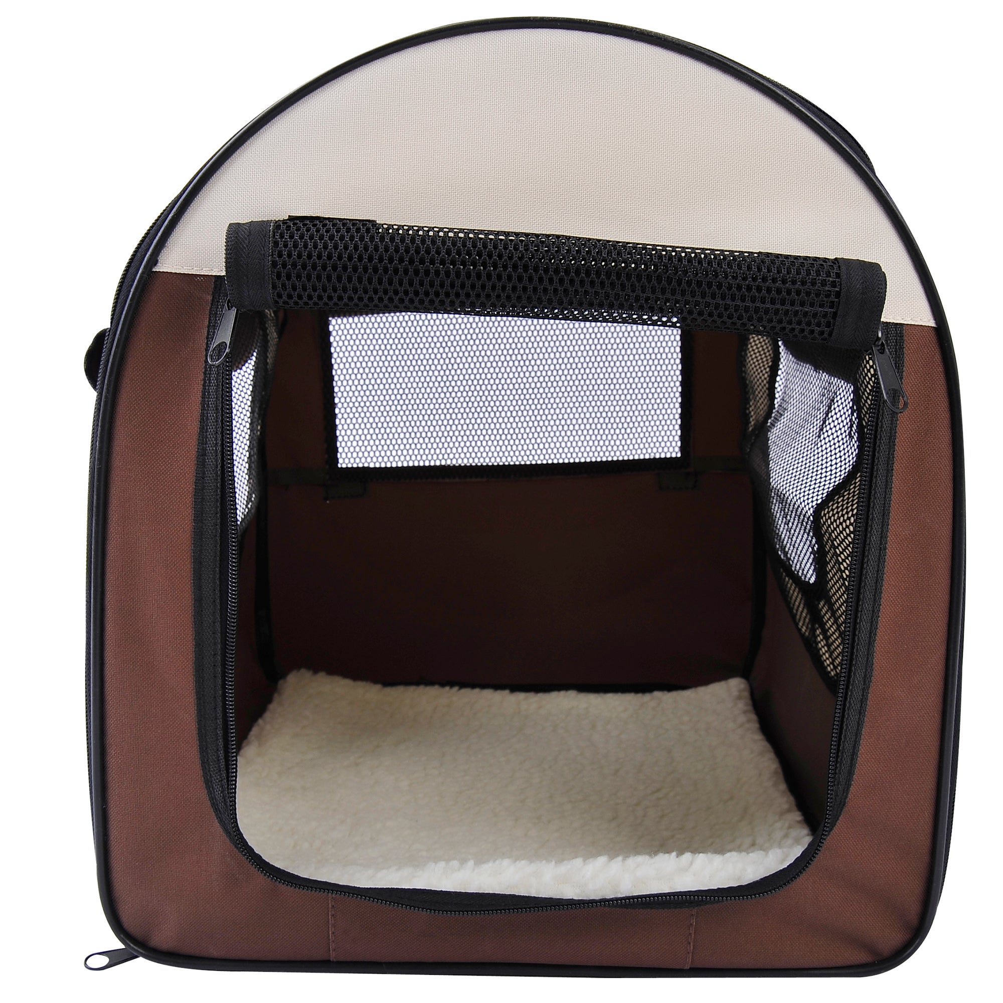 Pawhut Folding Fabric Soft Pet Crate, 46Lx36Wx41H cm - Brown