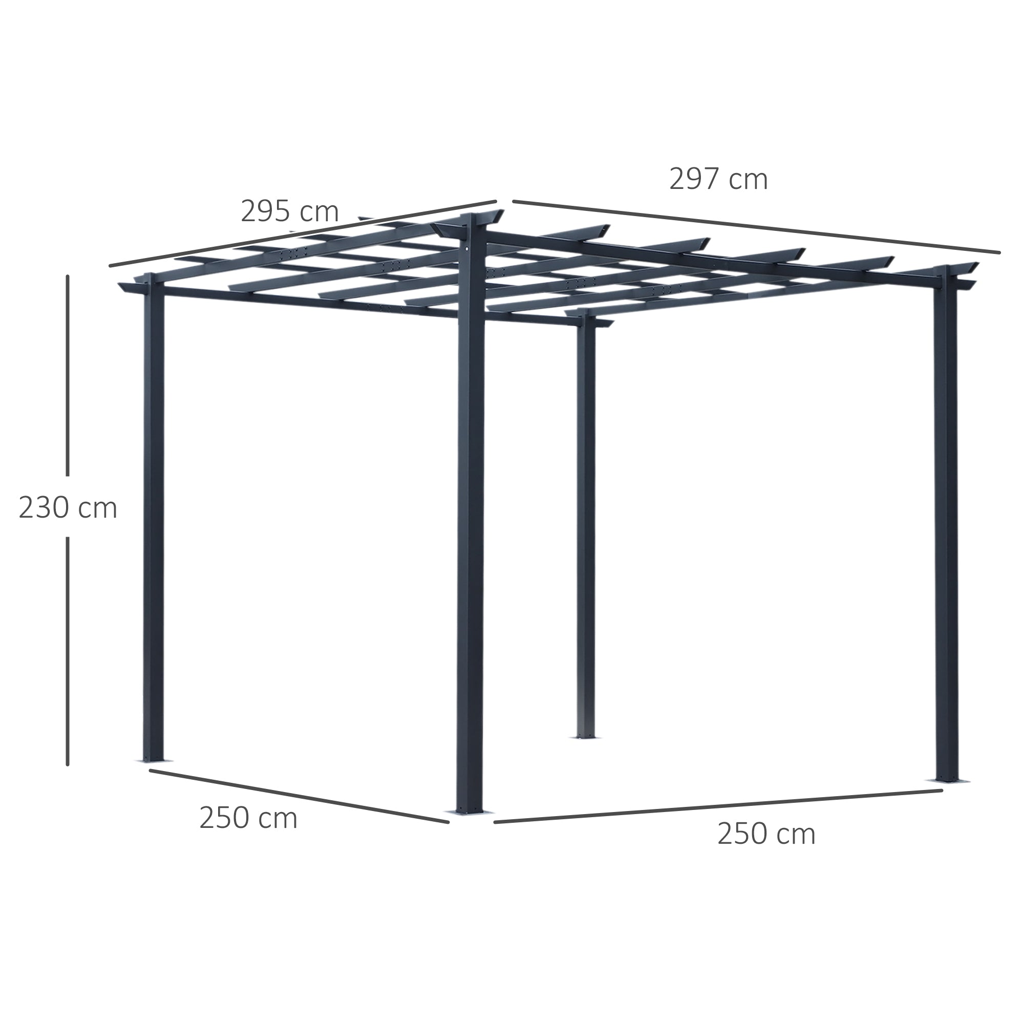 Outsunny 3 x 3 Meter Metal Pergola Garden Gazebo Grape Trellis for Climbing Plants Outdoor Sun Shelter Arbours