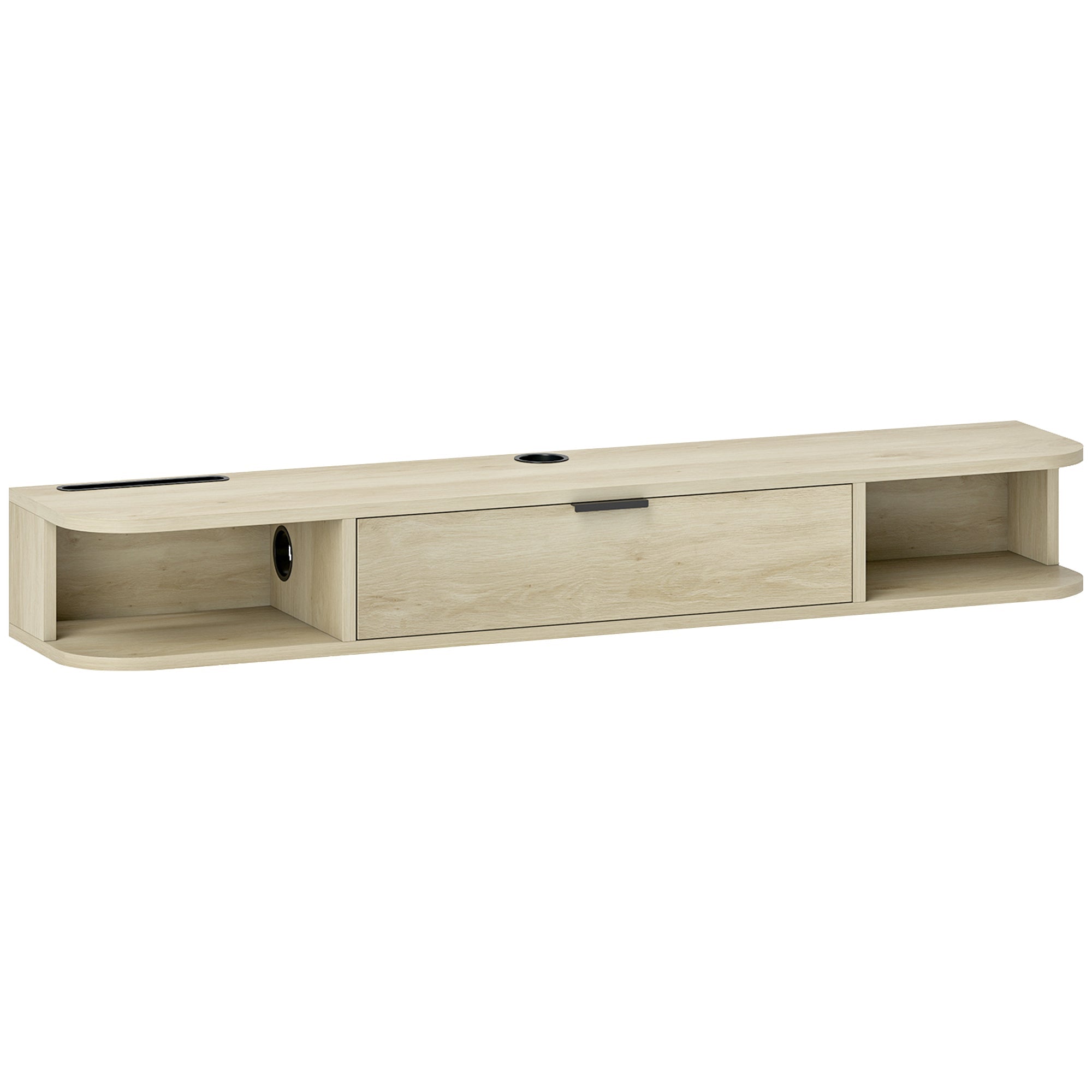 HOMCOM 120 cm Floating TV Unit for TVs up to 50 Inch - Natural