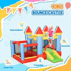 Outsunny Kids Bounce Castle Inflatable Trampoline Slide Pool Basket for Kids Age 3-10, 3 x 2.75 x 2.1m