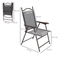 Outsunny Set of Two Folding Garden Chairs, with Fabric Mesh Seats - Grey