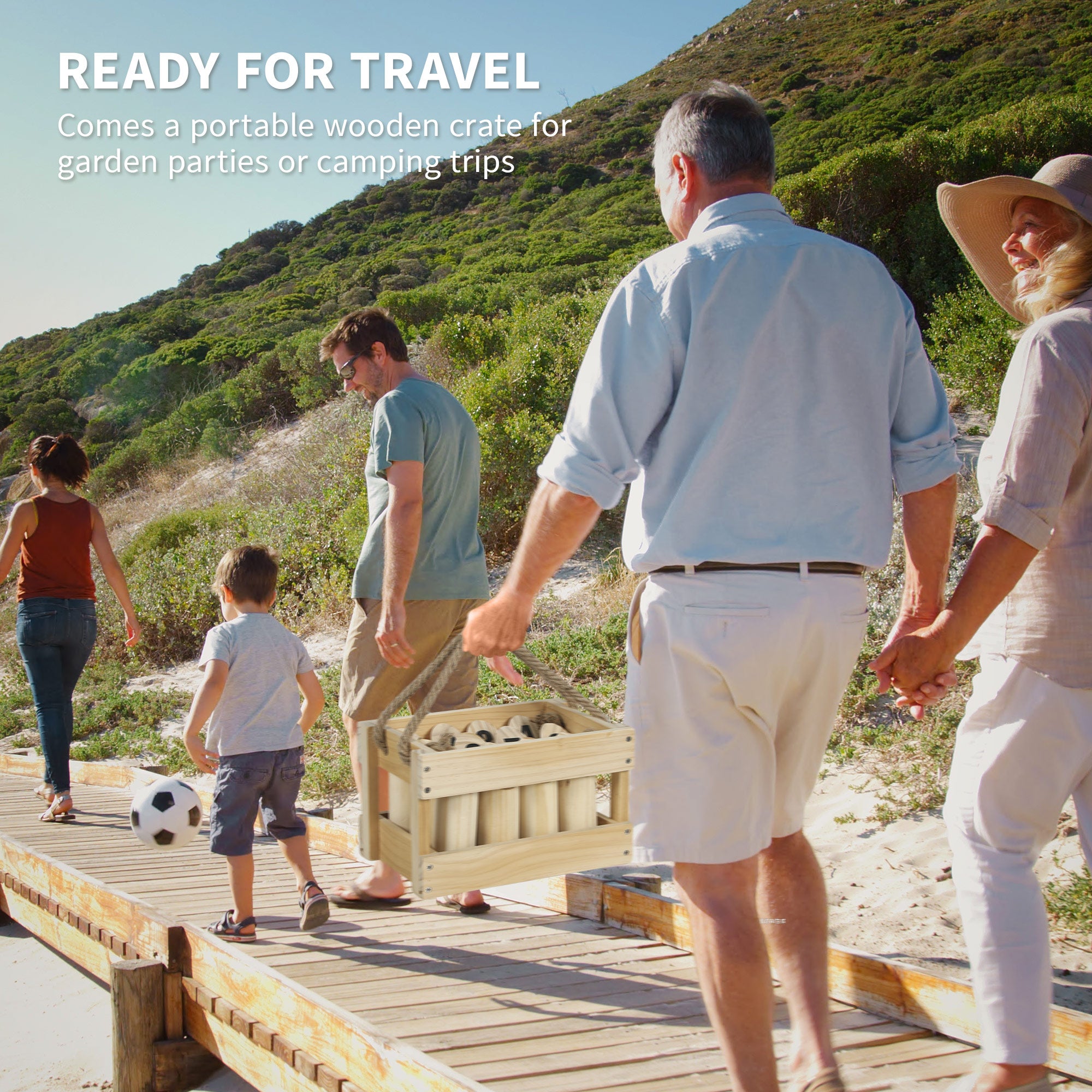 SPORTNOW Molkky Game, Wooden Skittles Throwing Game with 12 Skittles, 1 Throwing Pin and Carrying Box, Outdoor Games for Adults, Garden, Picnic, Beach, Party