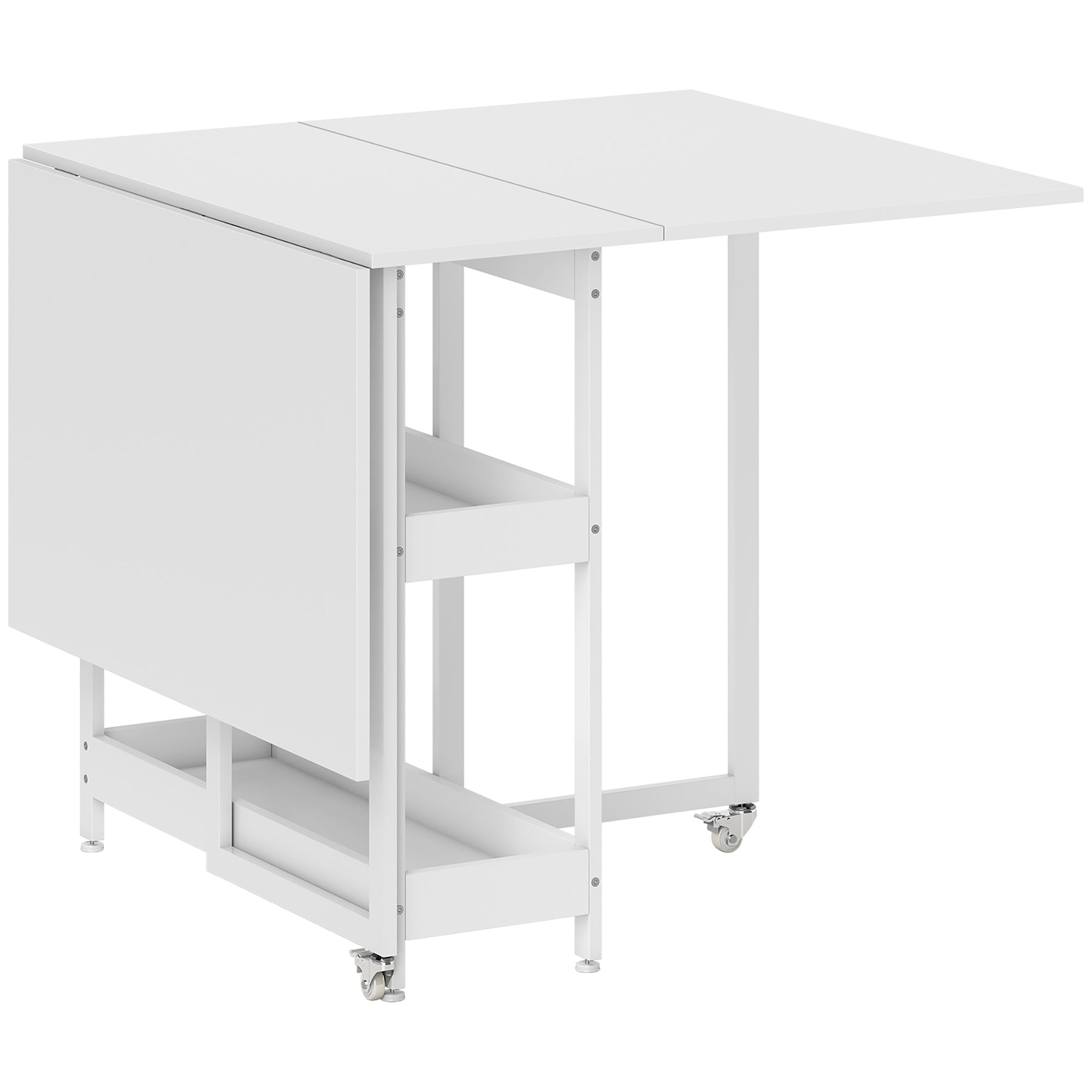 HOMCOM Four-Person Drop Leaf Table - White