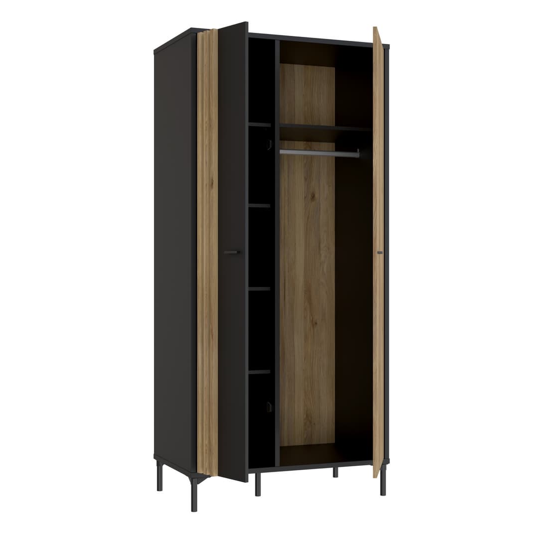 Joakimis Hinged Door Wardrobe 92cm in Oak Mauvella, image 3