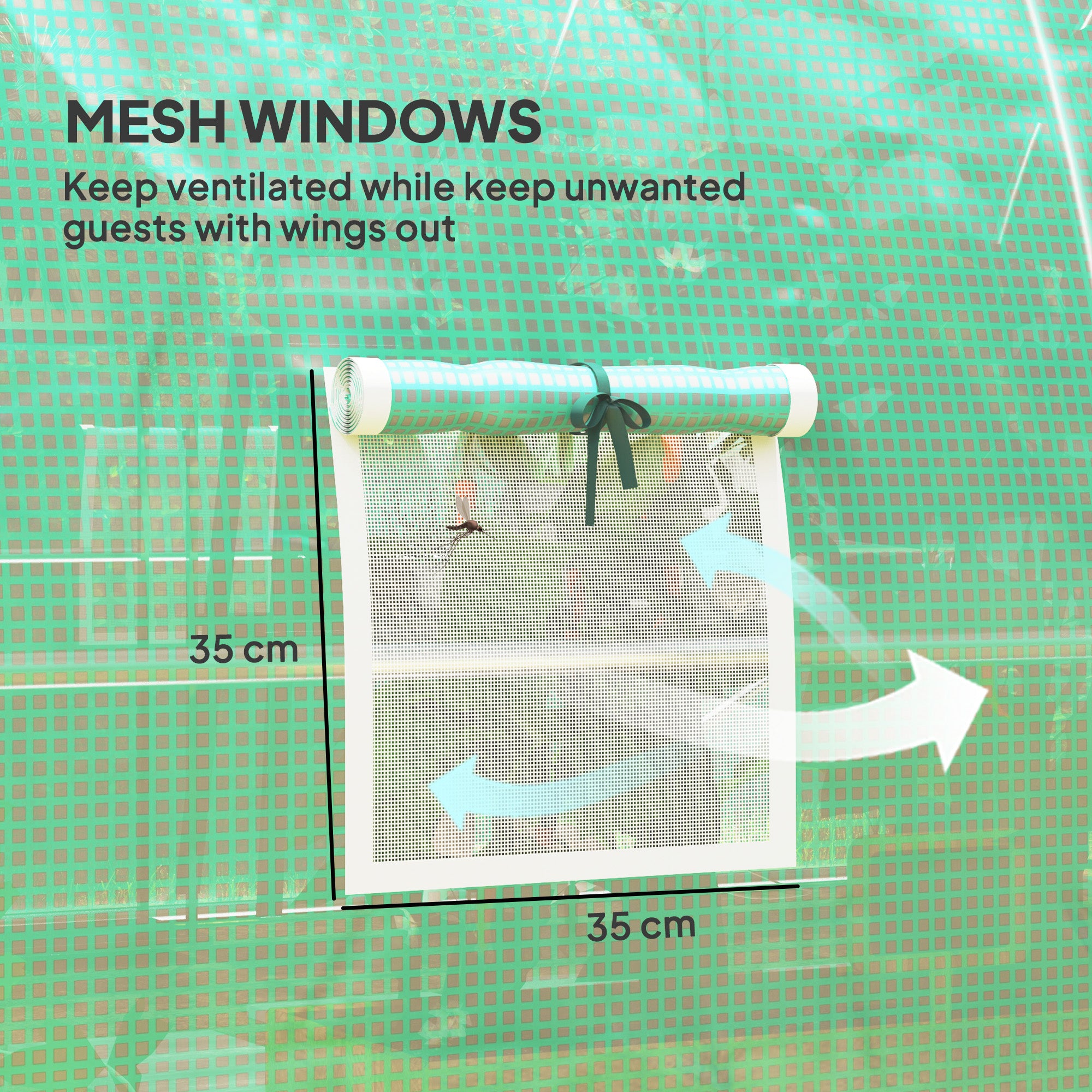 Outsunny 3 x 2(m) Polytunnel Greenhouse, with Windows and Doors - Green