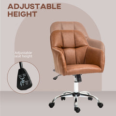 HOMCOM Faux Leather Tub Office Chair, with Wheels - Brown