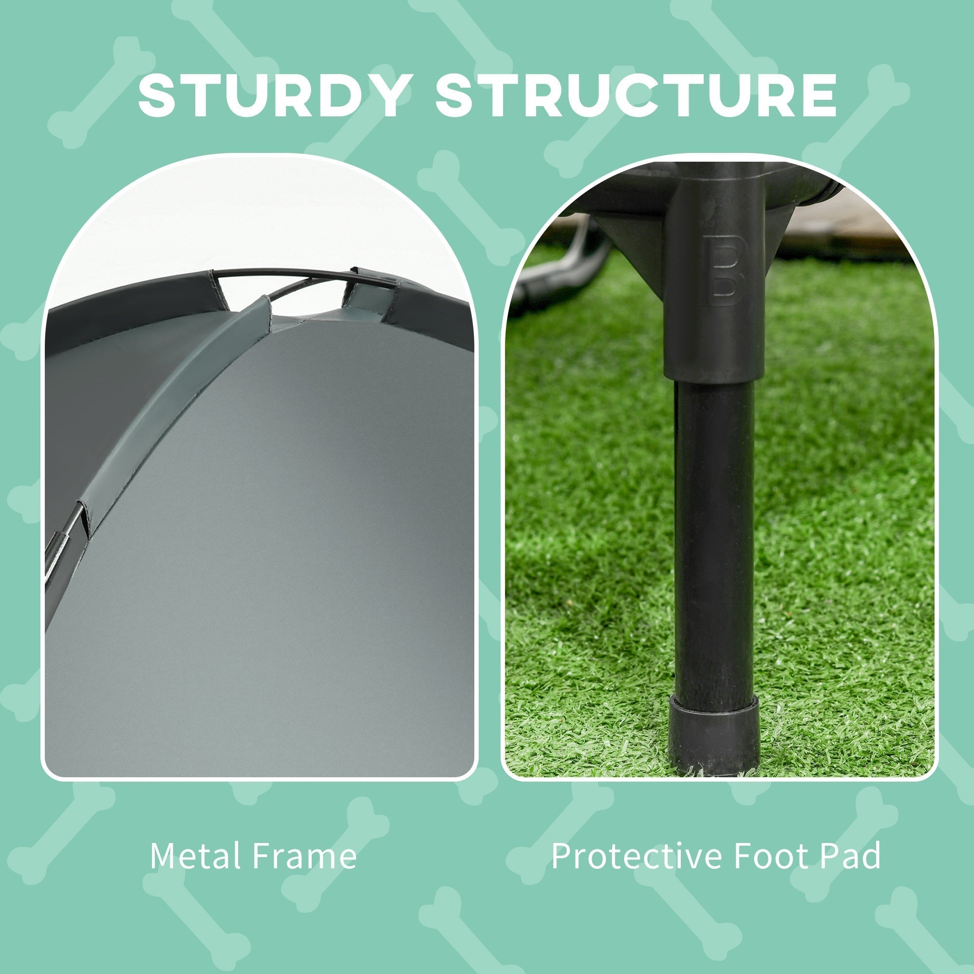 PawHut Raised Dog Bed Waterproof Elevated Pet Cot with Breathable Mesh UV Protection Canopy Grey, for Medium Dogs, 76 x 61 x 73cm