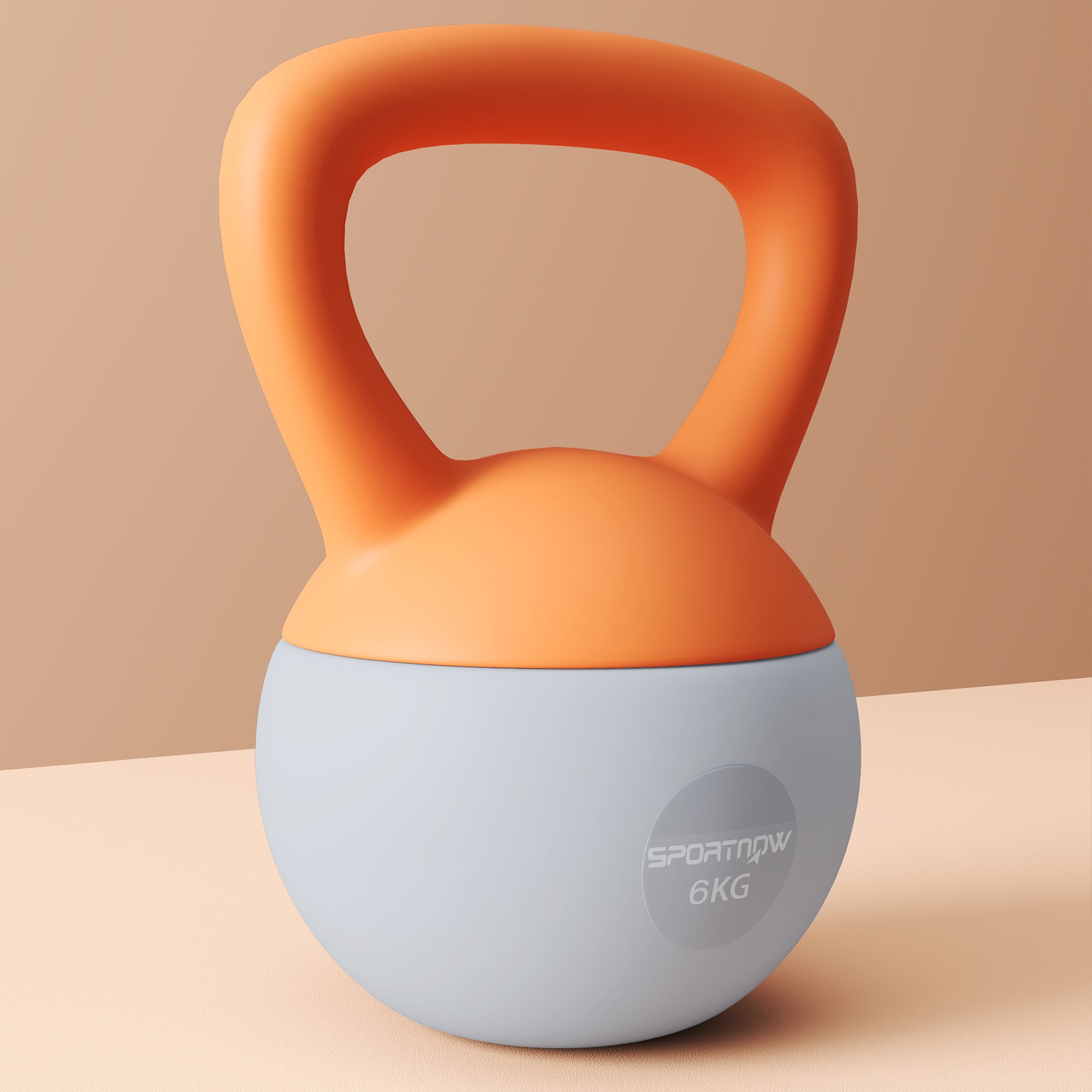 SPORTNOW 6KG Soft Kettlebell with Non-Slip Handle, for Home Gym, Weight Lifting, Strength Training, Orange/Grey