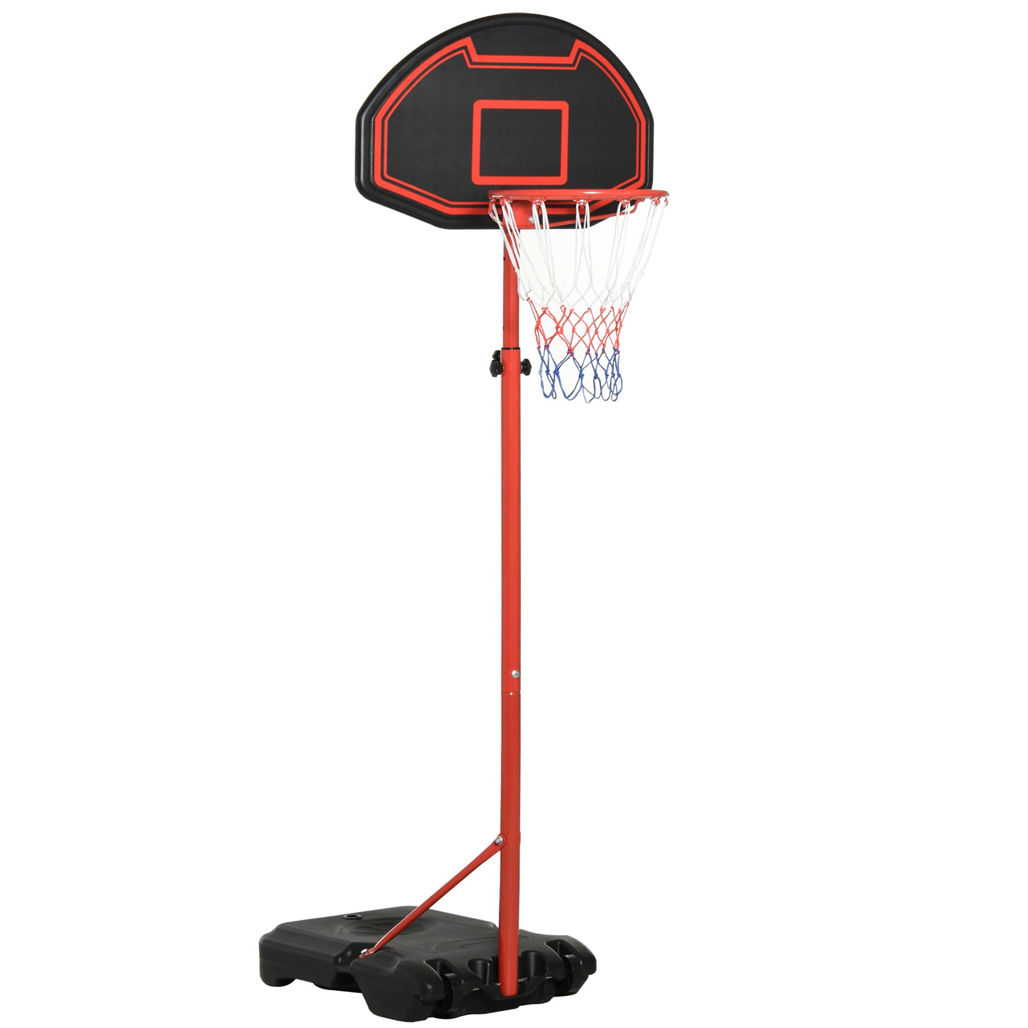 HOMCOM Basketball Hoop Outdoor, Portable Basketball Hoop and Stand with Weighted Base, Portable on Wheels, 1.55-2.1m, for Teens, Juniors, Adults, Black