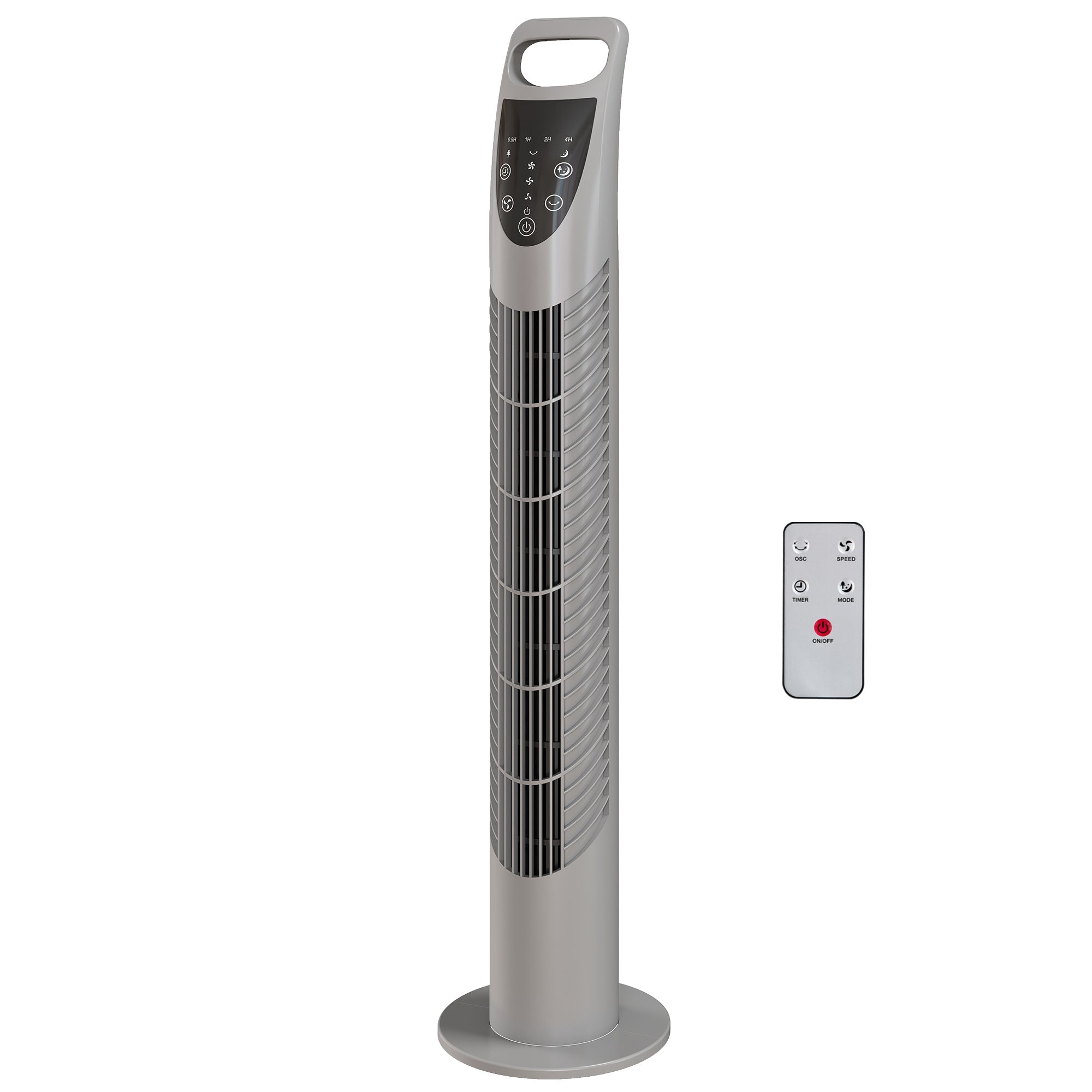 HOMCOM Tower Fan Oscillating 3 Speeds 3 Winds 40W w/ RC Timer Quiet - Grey
