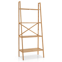 4-Tier Freestanding Bookcase with Anti-Toppling Device for Living Room-Natural