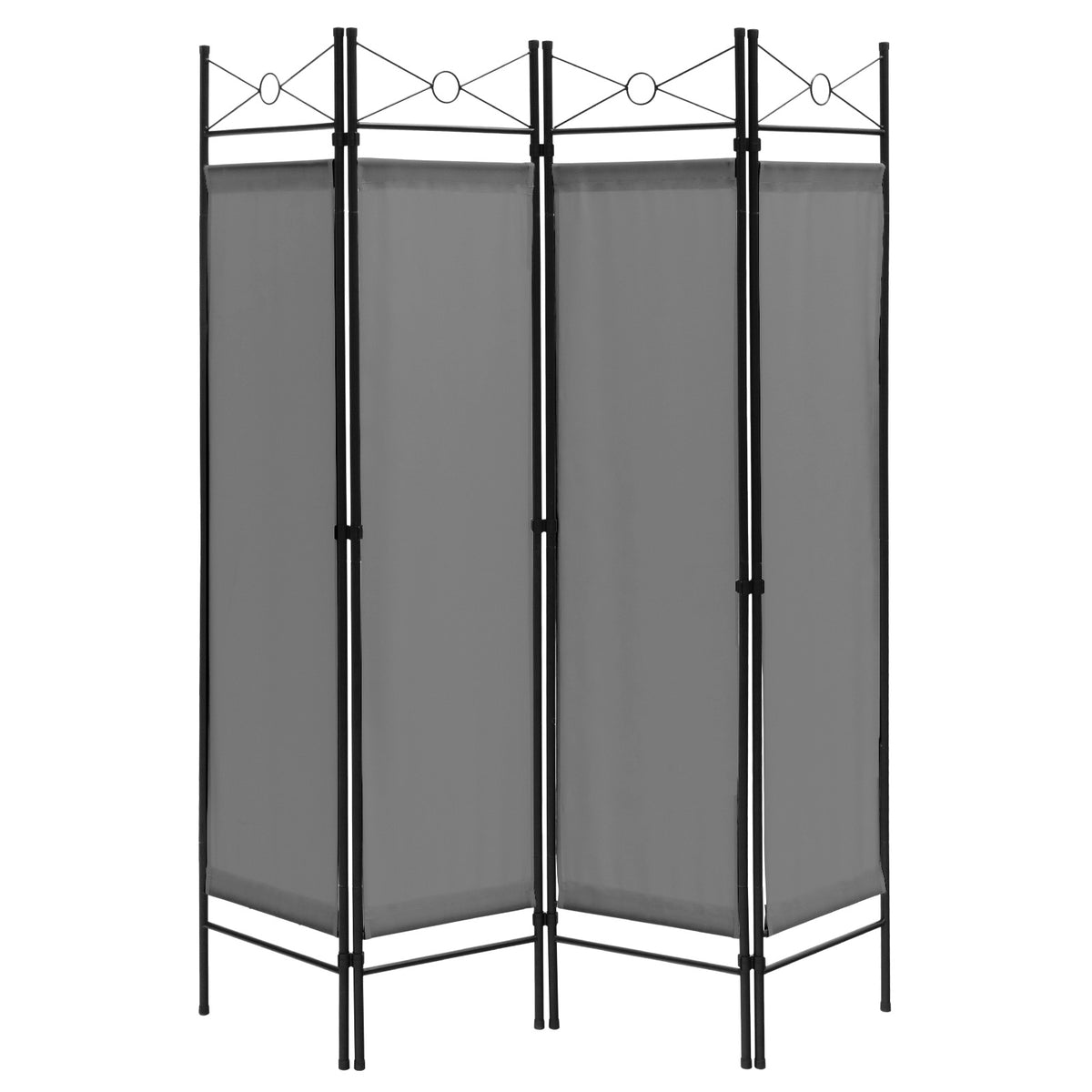 6 Feet 4-Panel Light Weight Room Divider with Polyester Cloth-Grey
