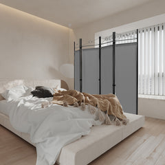 6 Feet 4-Panel Light Weight Room Divider with Polyester Cloth-Grey