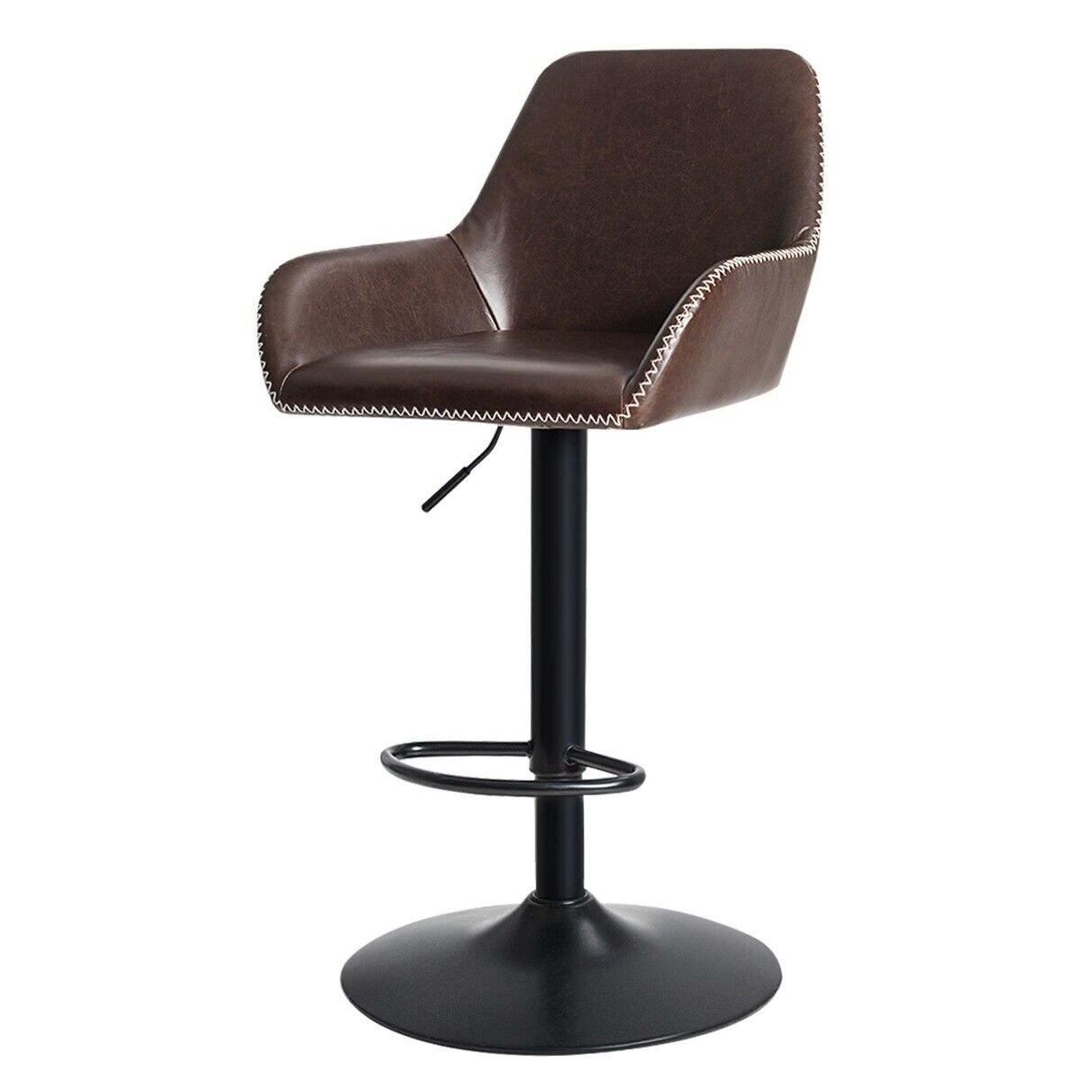 PU Leather 360¬∞ Swivel Adjustable Bar Stool with Armrest