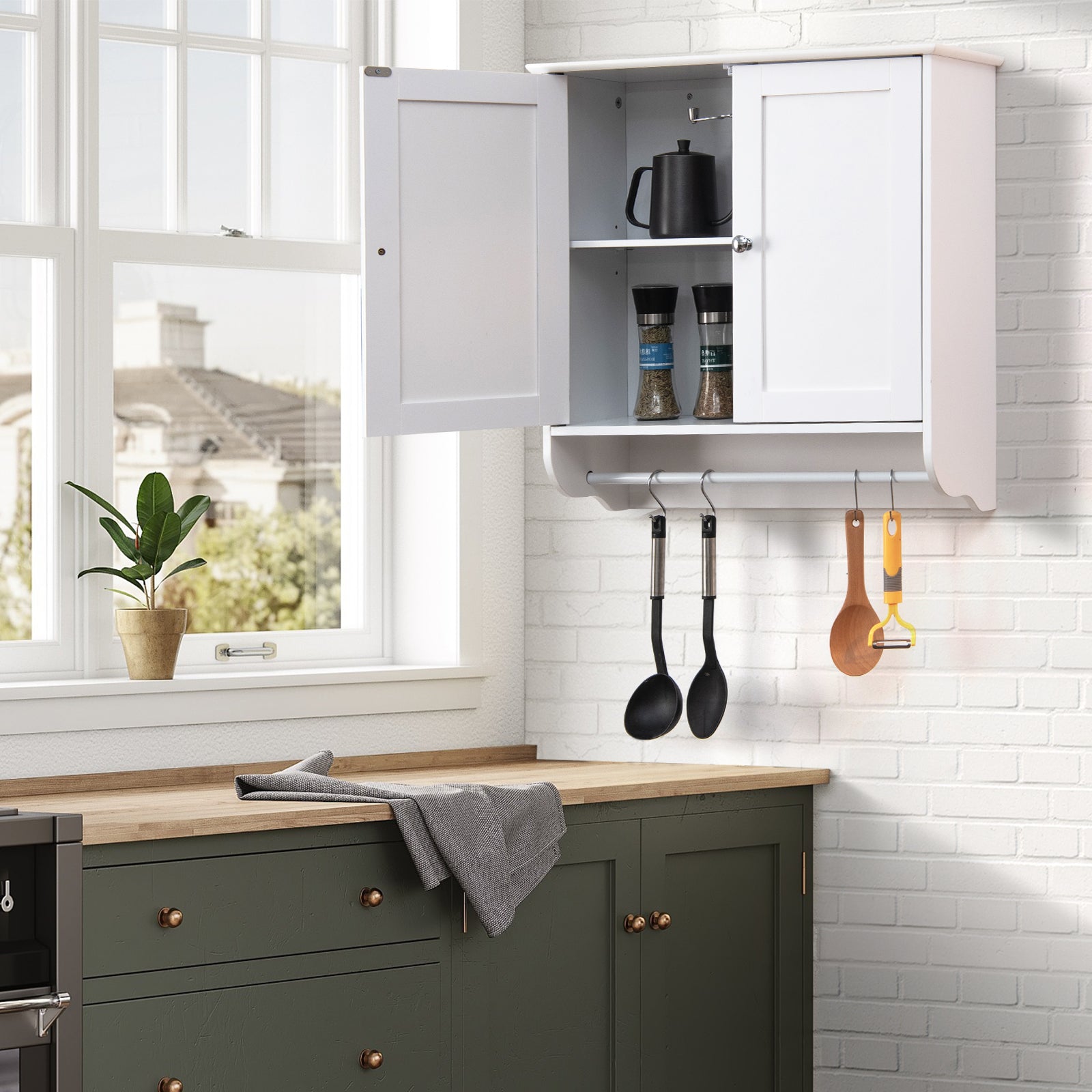 Wall Mounted Bathroom Cabinet with Adjustable Shelf-White