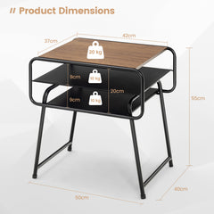 3-Tier Sofa Side Table with Storage Shelf for Living Room Bedroom-Brown