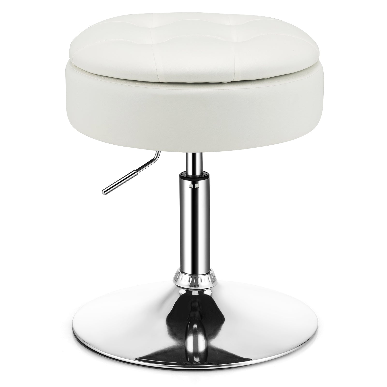360¬∞ Swivel Vanity Stool with Removable Tray Lid-White