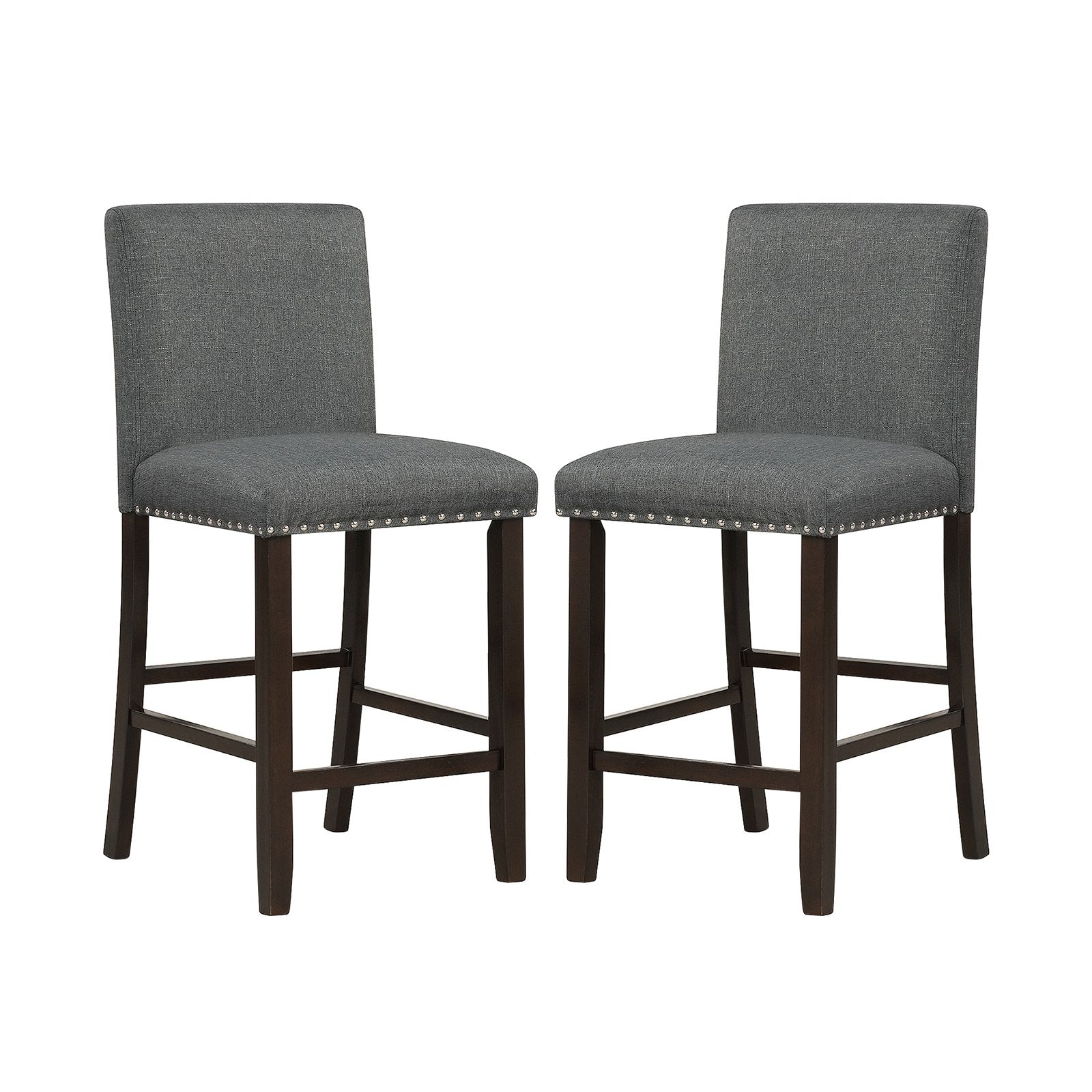Upholstered Bar Stool Set of 2 for Dining Room Kitchen Restaurant-Grey