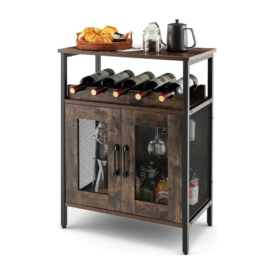 Industrial Kitchen Storage Cabinet for Dining Living Room -Rustic Brown