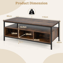 Wooden Cocktail Center Table with Storage Shelf for Living Room