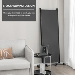 4-Panel Folding Room Divider with Wheels for Living Room Bedroom-Grey