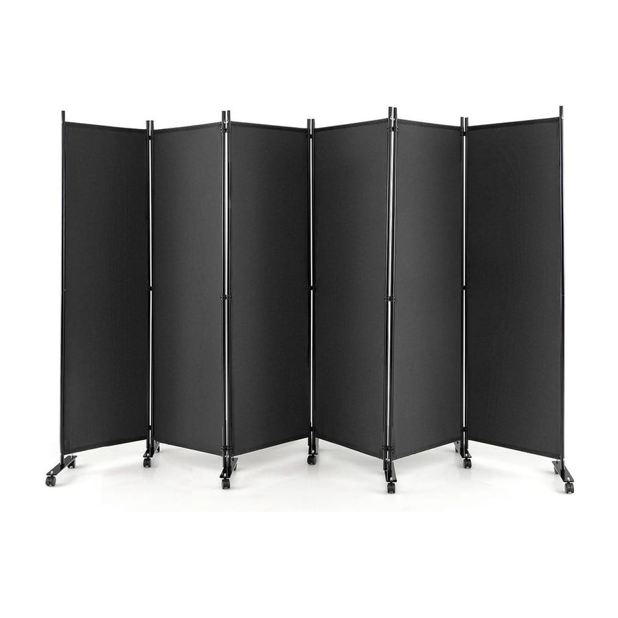 6 Panel Room Divider on Wheels for Indoor-Grey