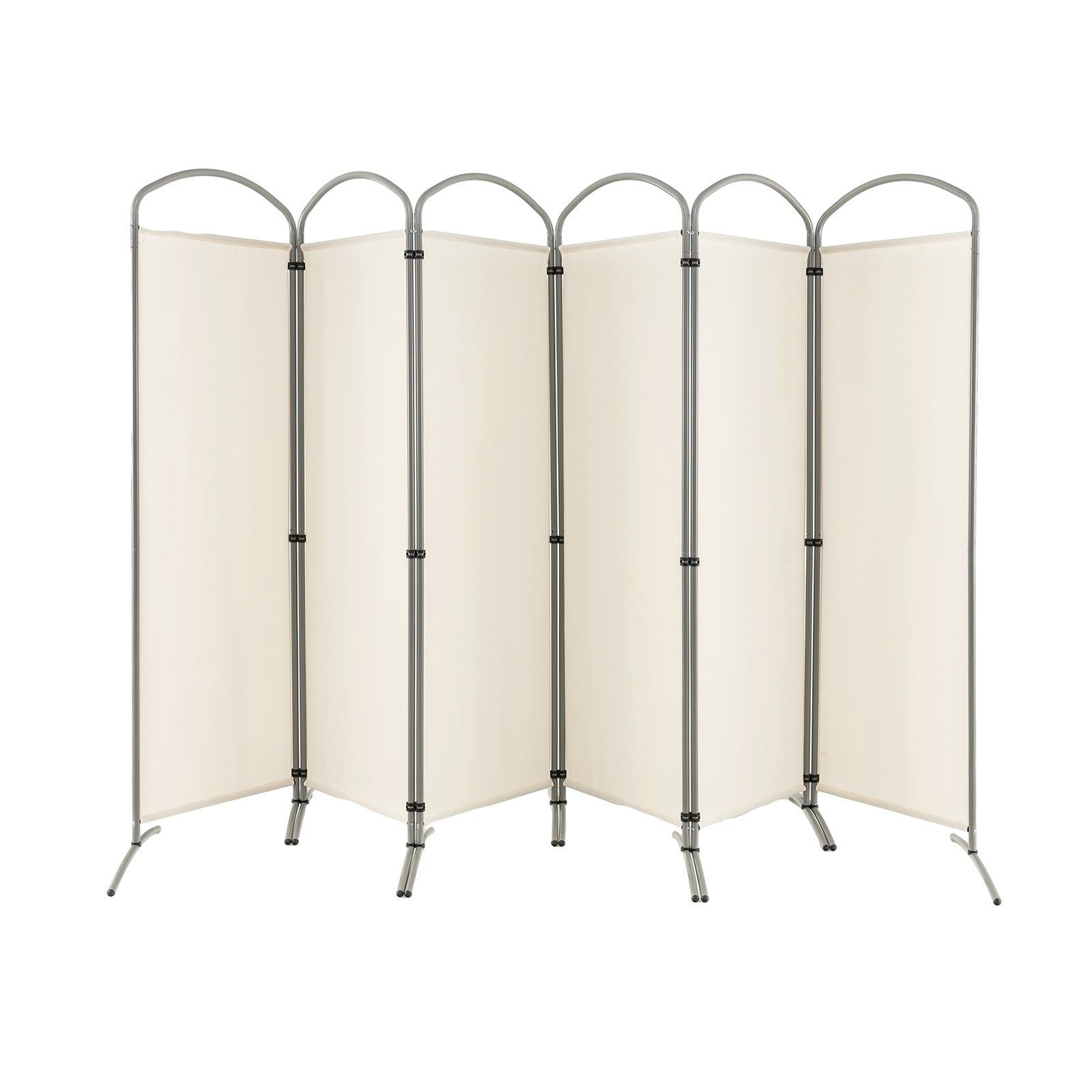 6 Panel Freestanding Folding Room Divider for Home Office-Cream