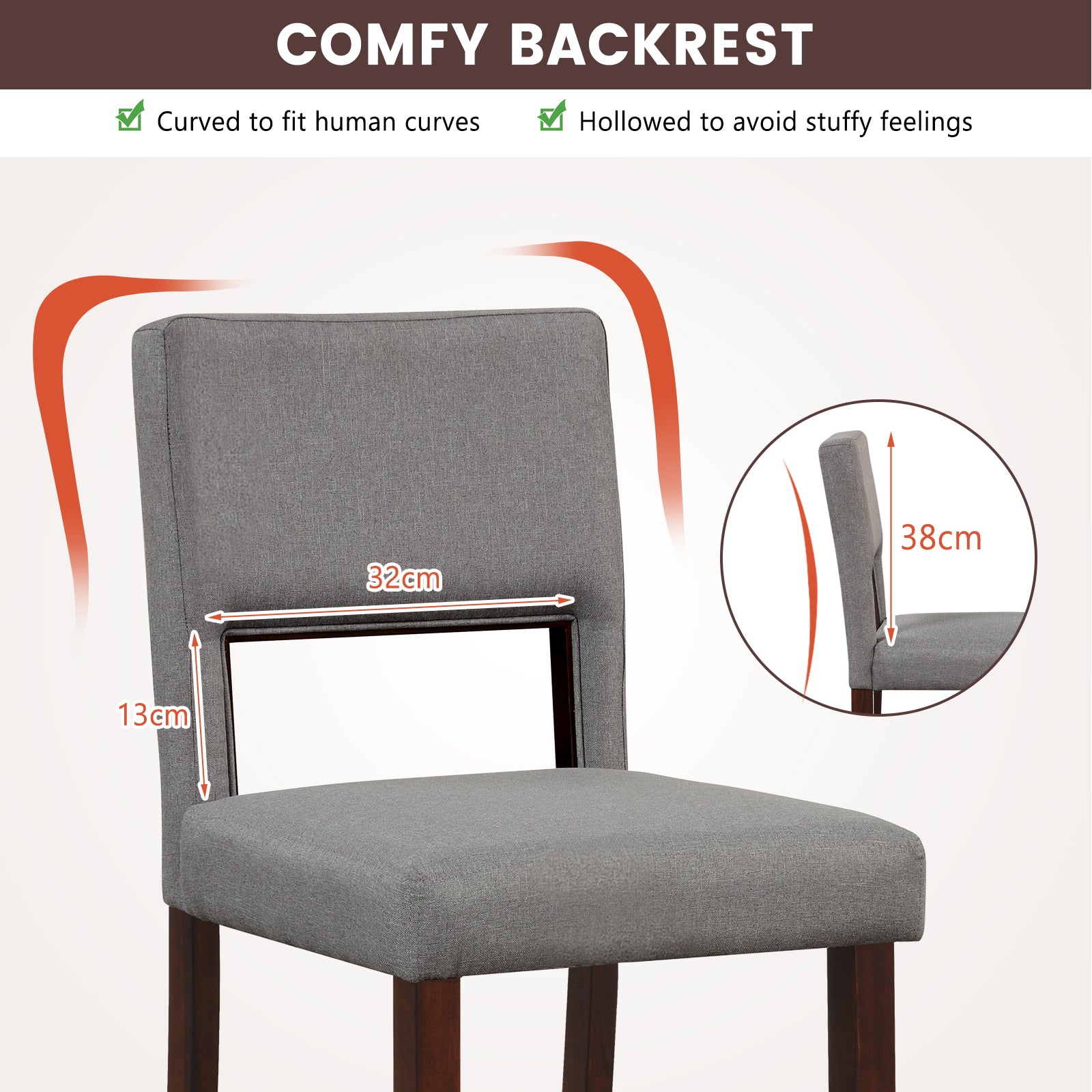 2-Piece Bar Chair Set-Grey
