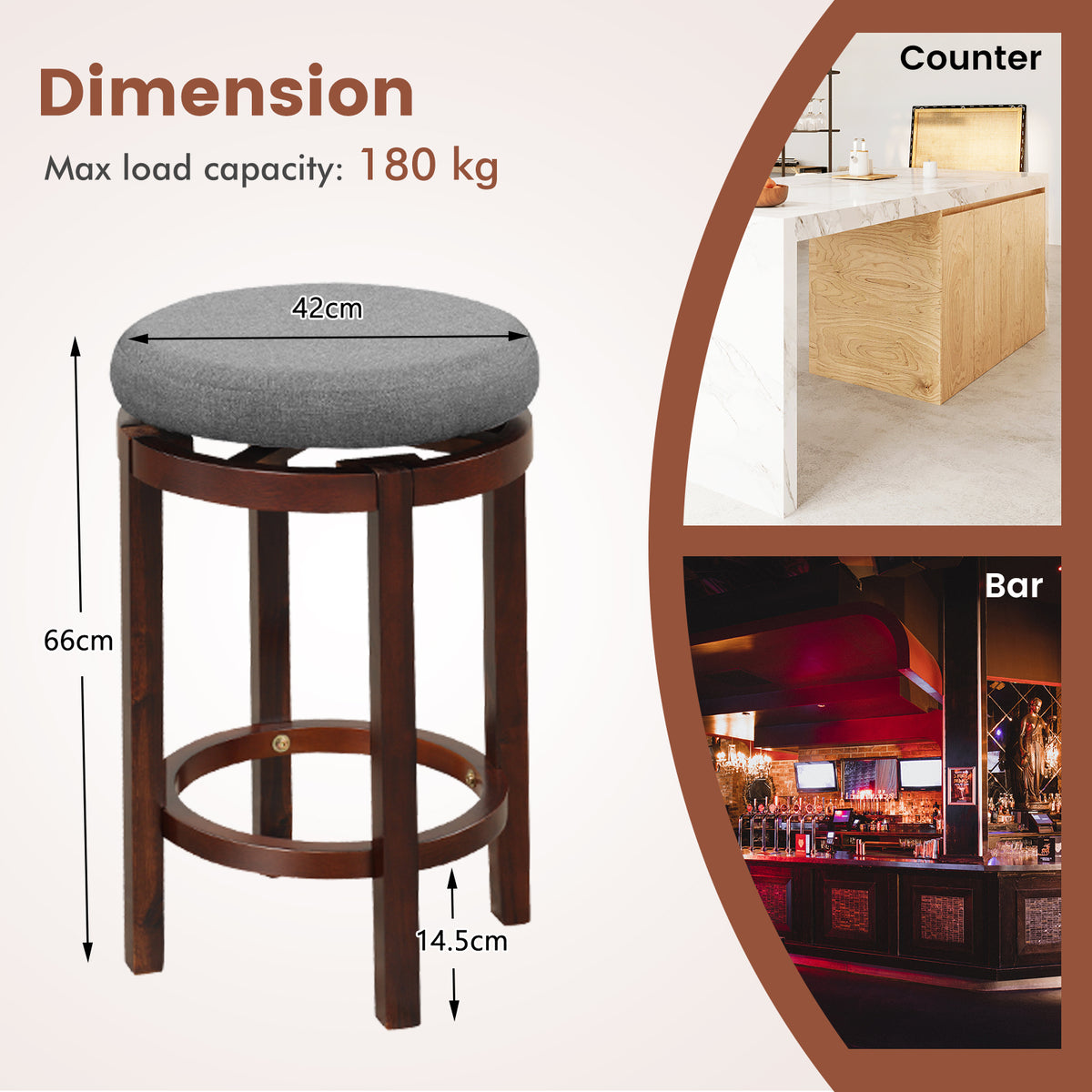 Counter Height Stool Set of 2-Grey
