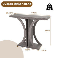Console Table 100 cm Rectangular Entryway Table with Geometric Frame-Grey