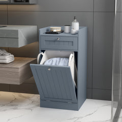 Bathroom Storage Cabinet with Drawer and Removable Hamper-Grey