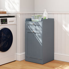 Bathroom Storage Cabinet with Drawer and Removable Hamper-Grey