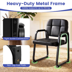Waiting Room Guest Chairs Set of 2 with Sled Base for Conference Room-Black