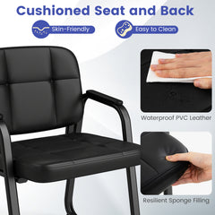 Waiting Room Guest Chairs Set of 2 with Sled Base for Conference Room-Black