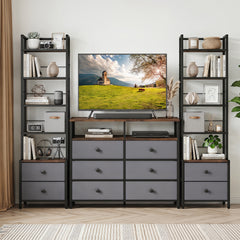 5-Tier CD Storage Rack with Drawers & Adjustable Stoppers for DVDs Books Games-Rustic Brown
