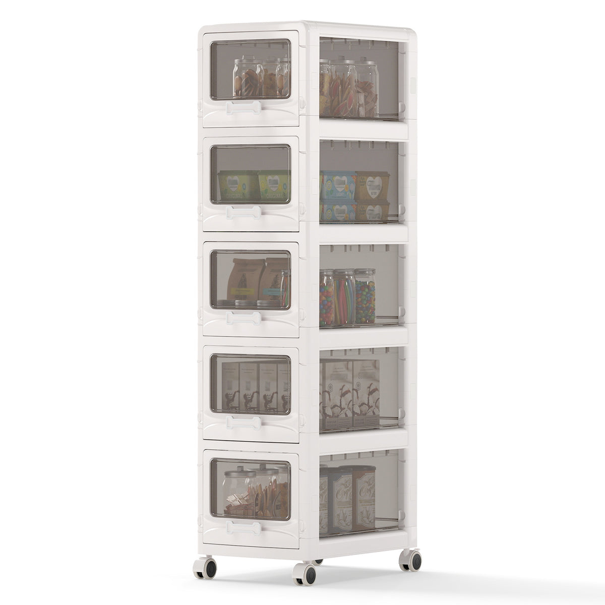 5-Tier Plastic Drawer Storage Organizer Rolling Cart with 5 Drawers