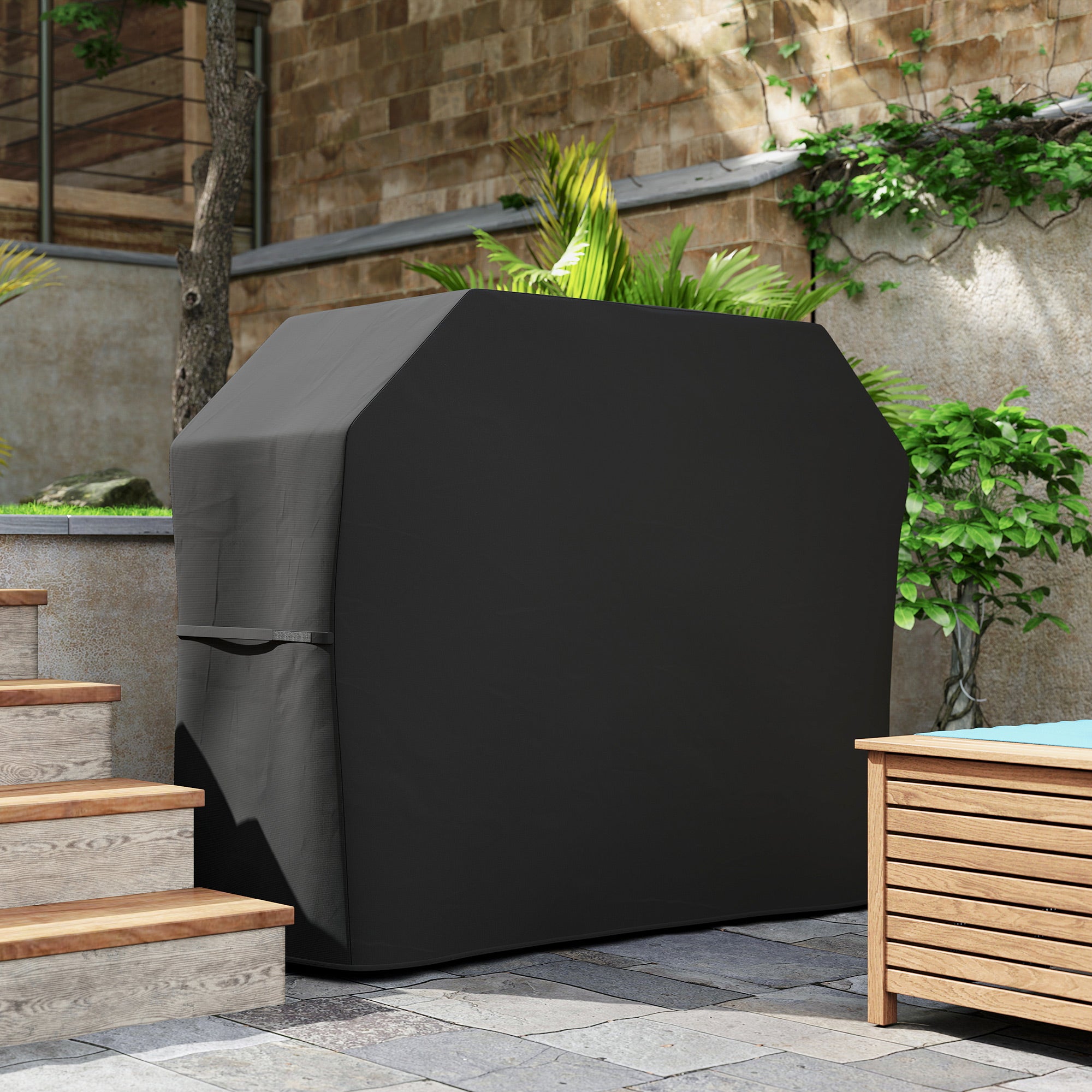 Outsunny 147 x 61cm Plastic Coated Protective Grill Cover - Black